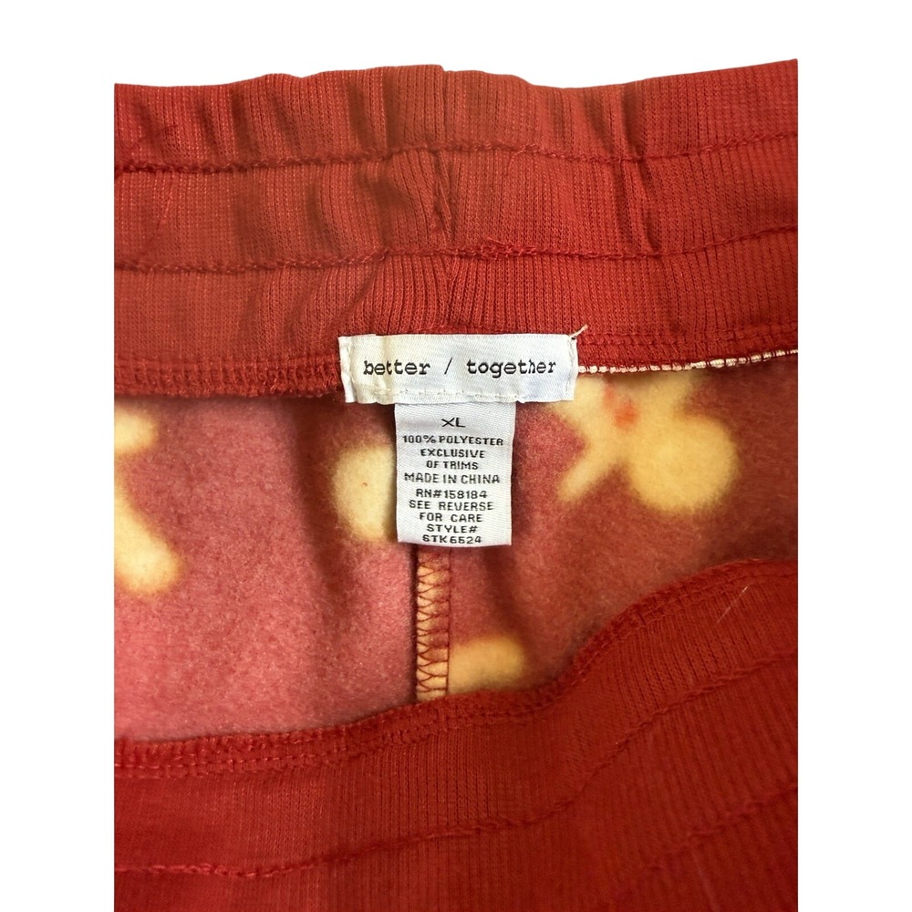 Better Together Gingerbread Pajama Set Womens XL Burgundy Fleece Lounge STK6624 - Picture 4 of 5